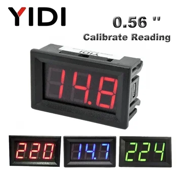 0.56'' Skaitmeninis LED ekrano įtampos matuoklis AC 30-500V AC 0-600V Voltmeter Kalibruoti DC 3.5-30V DC 0-100V Raudonai Žalia Mėlyna