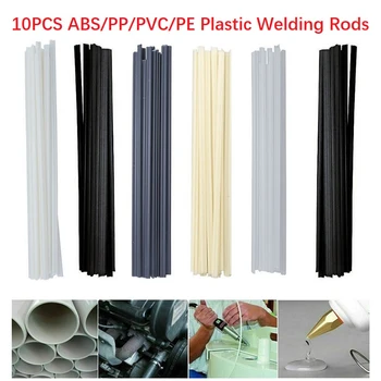 10vnt plastikiniai suvirinimo strypai 200mm ilgis ABS PP PVC PE suvirinimo lazdelės 5x2mm plastikiniams suvirintojų litavimo reikmenims Pilka balta