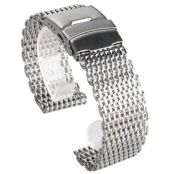 18mm 20mm 22mm 24mm prabangus nerūdijančio plieno tinklelis rankinių laikrodžių juosta Madingi sidabriniai laikrodžiai pakaitinio laikrodžio dirželio apyrankė