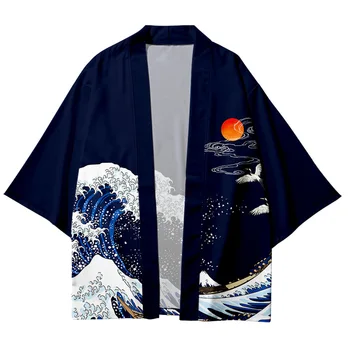 2021 karštas išpardavimas naujas produktas mados megztinis 3d skaitmeninis spausdinimas Japoniškų bangų karpių suaugusiems tradicinis kimono