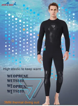 2023 Vyrai 3MM neopreno nardymo kostiumas Vyrai Aukštas elastingas banglenčių sportas WetSuits Vieno gabalo viso kūno nardymo kostiumas Kombinezonas