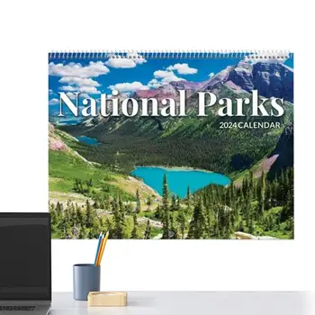 2024 nacionalinių parkų kalendorius Meno kūriniai Smagus dekoratyvinis mėnesinis sieninis kalendorius 2024 m. su nacionalinio parko vaizdais 2024 m Dekoratyvinis
