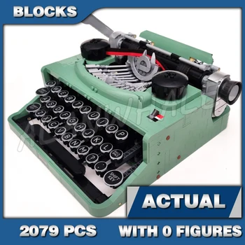 2079pcs Idėjos Rašomoji mašinėlė Nostalgiškas raidžių klavišas Tikroviškas spausdinimo judesys Typebar 66886 Statybinių blokų rinkinys Suderinama su vaikais Kaladėlė