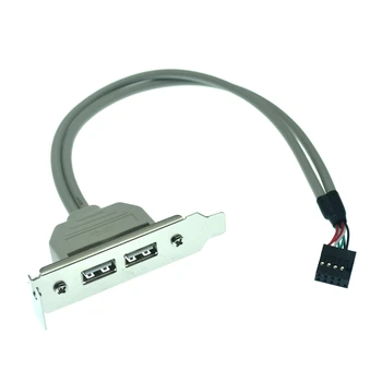 30cm 50cm pagrindinė plokštė Vidinė 9Pin 9P į dvigubą 2 prievadą USB 2.0 A Moteriškas skydelio laikiklis DATA kabelis