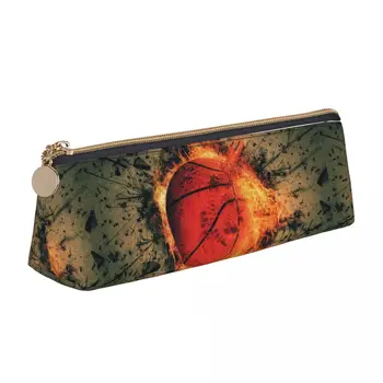3d Basketball Splat Pencil Case Sports Flaming Large Pencil Box Students Triangle Vintage School Pencil Cases Printed Supplies