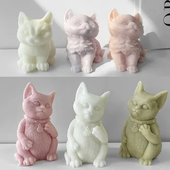 3D Didelis naminis katinas Silikoninė žvakė Pelėsiai sėdintys kačių gipso dervos muilo gamybos įrankis 