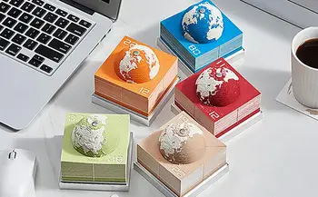 3D Užrašų knygelė 2024 Užrašų stalo kalendorius Kūrybinė 3D popieriaus skulptūra Žemė Biuro darbalaukio ornamentas Mielas knygų biuro popierius