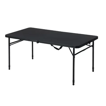 4 pėdų sulankstomas per pusę reguliuojamas stalas, turtingas juodas sulankstomas stalas