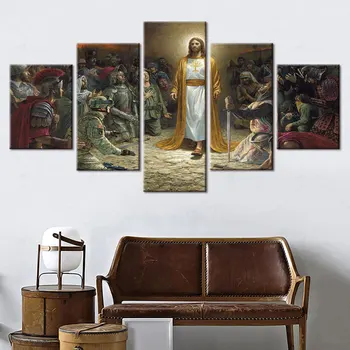 5 Gabalai HD Spausdinti Paveikslėliai Pagrindinis Dekoras Jėzus Kristus Drobė Paveikslas Šiuolaikinis sienų meno plakatas Kambarys Kabantis Tapyba Dekoro priedai