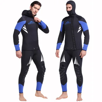 5MM nardymo kostiumas sutirštintas šiltas banglenčių sportas paviršinis nardymas maudymosi kostiumėlis ilgomis rankovėmis vientisas dviejų dalių žieminis maudymosi ir žvejybos kostiumas