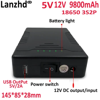 5V 12V Li baterija 9800mah Šildymui kostiumo stebėjimas LED lemputė su mobilia galia naktinės žvejybos lemputė 18650 3S2P akumuliatorius