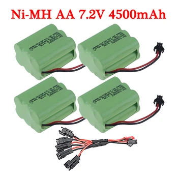 7.2v Ni-MH baterija ir 5-in-1 įkrovimo laidas NiMH 6 * Aa 7.2V 4500mAh įkraunamos baterijos Paketas Rc žaislams Valtys Automobiliai Sunkvežimių cisternos