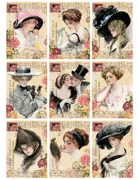 9Pcs/Pack Retro Ladies' Card Vintage Lipdukas 