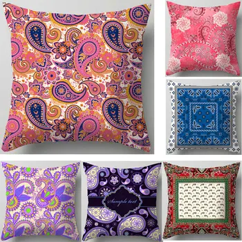 Abstract Flower Mandala Throw Pillow Case Paisley Geometry Boho Elegant Cushion Cover Ethnic Luxury Cushion Cover Sofa-Bed J3072