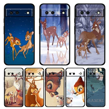 Anime Bambi Disney smūgiams atsparus dėklas, skirtas Google Pixel 7 6 Pro 6a 5 5a 4 4a XL 4G 5G silikoninis minkštas TPU Juoda Telefono dangtelis Capa Core
