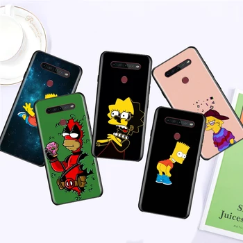 Anime Simpsons Lisa Bart skirta LG Q60 V60 V50S V50 V40 V30 K92 K71 K61 K51S K41S K50S K22 G8 5G Black Funda telefono dėklas