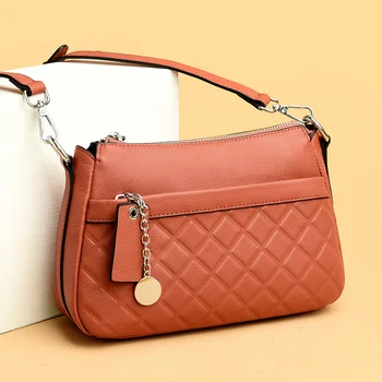 Aukštos kokybės natūralios odos rankinė Moterų tendencijos Moteriškas telefono krepšys Mada Naujas prabangus prekės ženklas Ponios Cowhide Messenger Pečių maišelis