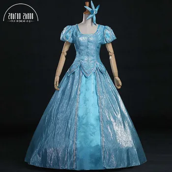 Aukščiausios kokybės naujokų atvykėlis Ariel Princess Cosplay kostiumas Mėlyna suknelė Helovinui kostiumai pagal užsakymą