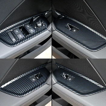 Automobilių priedai Audi A3 8Y 2020 2021 2022 Anglies pluošto spausdintas vidinis langų jungiklio dangtelio apdaila
