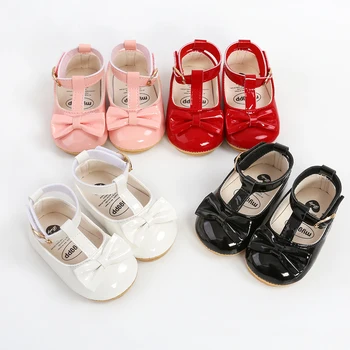Baby Girls Mary Jane Flat Shoes With Bowknot Decor Princess Crib Shoes First Walker Shoes naujagimiui