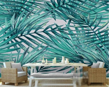 Beibehang 3D tapetai, žali abstraktūs lapai, Viduržemio jūros gysločio ventiliatorius, lapų augalas, TV fono tapetai papel de parede