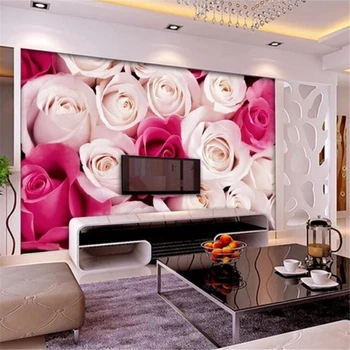 beibehang Pasirinktiniai tapetai 3D nuotraukų freska per visą ekraną rožių fonas siena svetainė miegamasis sienų popierius namų dekoro tapetai