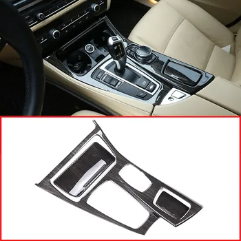Black Ash Wood For BMW 5 Series F10 2011-2016 520li 525li 530li ABS Center Console Gear Shift Panel Cover Apdailos automobilių priedai