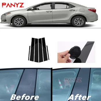 Carbon Fiber Black Car Window Door Column BC Pillar Post Cover Trim Fit For Toyota Corolla 2014-2018 Mirror Effect PC Lipdukas