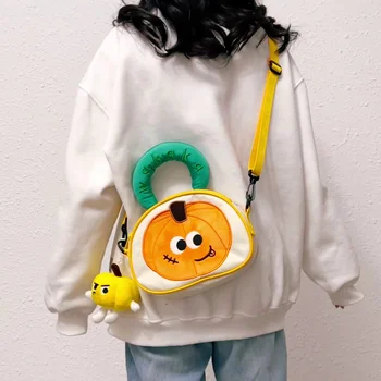 Cartoon Pumpkin Crossbody Bag for Women 2023 Naujas mielas moteriškas rankinis siuvinėtas krepšys per petį Kawaii Lolita Loli kuprinė
