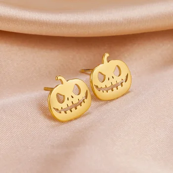 Cazador Cute Halloween Pumpkin Stud auskarai moterims Aukso spalvos auskarai Auskarai Nerūdijančio plieno papuošalai Gimtadienio dovana