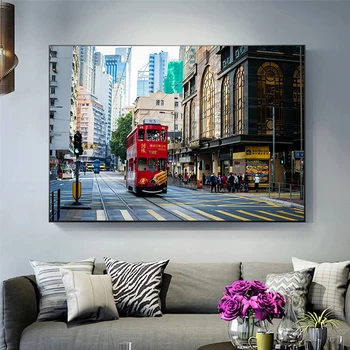 China Hong Kong Street City Architecture Wall Art Canvas Print Plakatai Prints Canvas Painting Wall Pictures for Living Room Home