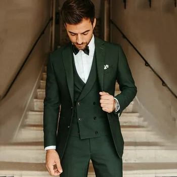Custom Made Mrn's Suits Wedding Groom Tuxedos Blazer Slim Fit Business Casual Party Jacket Full Setstrajes elegante para hombres