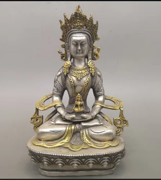 dekoravimo žalvario fabrikas Pure Brass Antique 8.66 colių Išskirtinė kinų rankomis raižyta cloisonne budistų Budos žalia tara statula