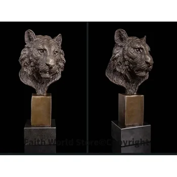 didelis #TOP COOL ART # biuro namų parduotuvės verslas Talismanas -efektyvus Pinigų piešimas laukinis gyvūnas Liūtas tigras bronza Skulptūros menas
