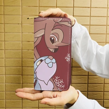 Disney Mickey Bambi Kalėdos W5561 Anime portfeliai Piniginė Animacinis filmas Užtrauktukas Monetų krepšys Atsitiktinės piniginės Kortelių saugojimas Rankinė Dovana