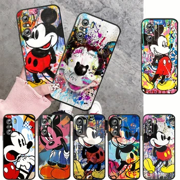 Disney mielas Mikis, skirtas Redmi K60 K50 K40 K30 K20 Go S2 8A 7A 6Pro 5 Plus 5G silikoninis minkštas smūgiams atsparus juodas telefono dėklas