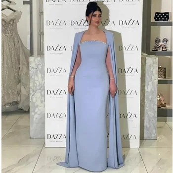 Elegantiškos vakarinės suknelės karoliukais Kvadratinė apykaklė Dubajaus arabiški oficialūs prom chalatai Vestidos De Fiesta Oficiali proga Vakarėlio suknelė 2024