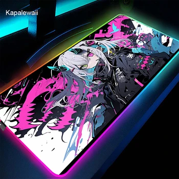 Extended Cat Girl Mouse Mat LED Light Gaming Mouse Pad Office Mousepad Gaming Speed Keyboard Pads Computer RGB Large Desk Mat
