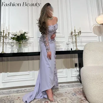 Fashion Beauty Elegantiškos vakarinės suknelės nuo peties 3D gėlių šlavimo traukinys Oficiali vakarėlio suknelė moterims 2024 Vestidos de Gala