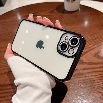 Fashion Plating fotoaparato objektyvo apsaugos telefono dėklas, skirtas iPhone 14 Pro Max 13 Pro Max 12 11 skaidrus minkštas silikoninis galinis dangtelis