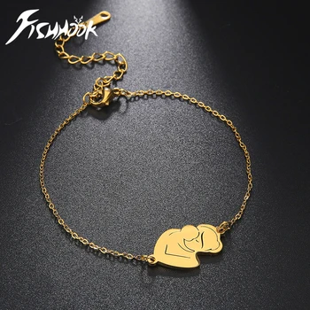 Fishhook Mother Kid Baby Bracelet Family Bangle Child Pregnant Gift for Woman Man Boy Girl New Born Stainless Steel Jewelry
