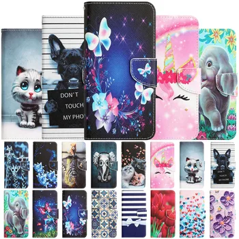 For OPPO A17 Case Elephant Dog Animal Printed Wallet Flip Phone Cover on For Funda OPPO A17 A 17 Case OPPO A16 A16s Leather Etui