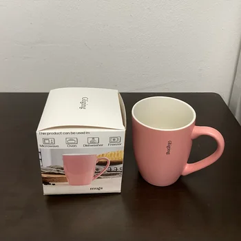 Gliging Simple Coffee Cup Office Home Macaroon serija Kavos keramikos puodeliai Rožinis kūrybinis mielas puodelis