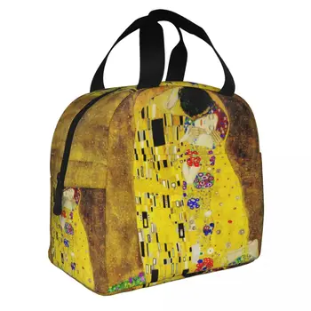 Gustavo Klimto bučinys Pietų krepšys Nešiojamas izoliuotas aušintuvas Terminė Bento dėžutė moterims Vaikai Mokyklos pikniko maistas Tote krepšiai