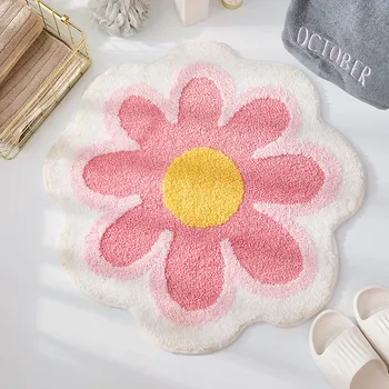 Gėlių formos kilimėlis Pliušinis vonios grindys Kiliminė danga Svetainė Vaikų kambarys Neslidus kilimas Sugeriantis lovos kilimėliai