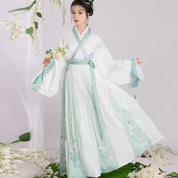 Hanfu suknelė Moterys Tradicinis kinų audinys Apranga Senovės liaudies šokių scenos kostiumai Rytų fėjų princesė Cosplay