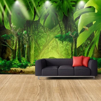 Individualūs freskos tapetai Creative Forest Green Banana Leaf Fresco Living Room TV Sofa Study Classic Background Wall Home Decor