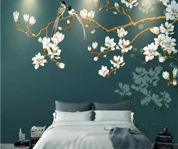 Individualūs namų dekoravimo tapetai rankomis dažytos naujo kinų stiliaus gėlės ir paukščiai 3D fono siena papel de parede