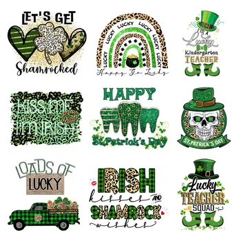 Irish St. Patrick's Day Carnival Lucky Shamrock Patches Iron on Applique for Clothes Bags Shoes Pasidaryk pats Craft drabužių lipdukas