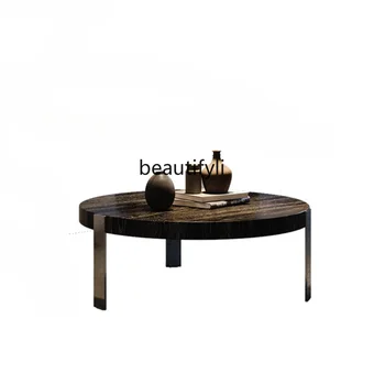 itališkas apvalus Arbatos stalas Svetainė Pagrindinis Lengvas prabangus paprastas kavos staliukas Dizaineris apvalus Arbatos stalas baldų svetainė
